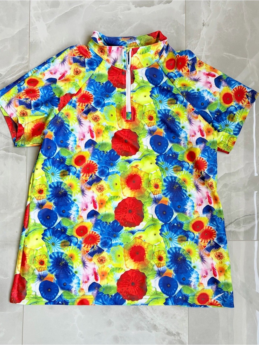 TZU TZU SPORT Multicolor Short Sleeve 1/4 Zip Golf Shirt XL Excellent Condition